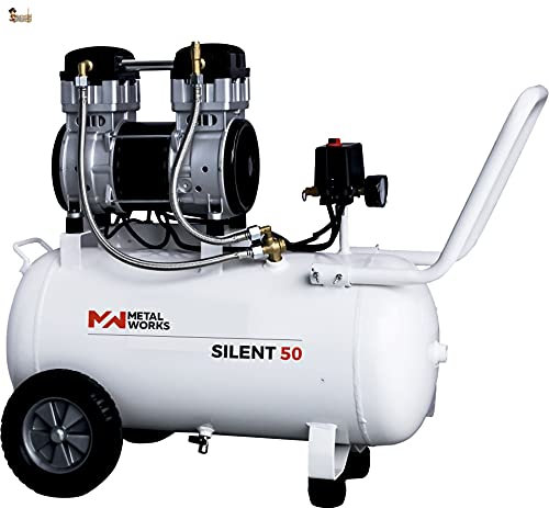BricoLoco Compressore Aria Silenzioso Portatile Piccolo e Leggero 9 Bar di Pressione 2 CV Di Potenza Serbatoio 50 Lt Solo 72 DECIBILI !!!