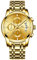 DREAMING Q&P Edelstahl Herren Armbanduhren Chronograph Multifunktionale Kristall Armbanduhr für Mann mit Datum Kalender, gold, Armband, 304NJ