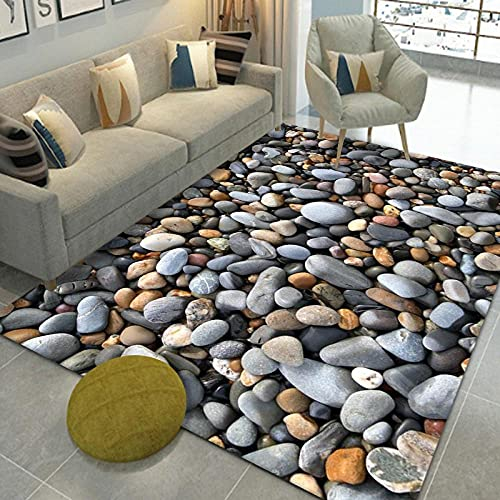 QWFDAQ Teppich Graubrauner Steinoptik 3D Teppich Wohnzimmer 120 x 170 cm Carpet- Teppich I Wohnzimmer Kinderzimmer Schlafzimmer Flur Läufer I rutschfeste Unterseite