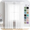 MRTREES Gardinen weiß transparent kräuselband Stores Gardinen kurz 225X140cm (HXB) Schlaufenschals 2er Set Vorhänge in Leinenoptik für Wohnzimmer Schlafzimmer Mädchen Jugend Curtains