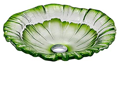 caihuashopping Aufsatz-Waschschale 17x 17 Badezimmer Glasschiff Waschbecken Bunte Handgemalte Badezimmer Waschbecken Einzelne Becken Arbeitsplatte Senke Waschtisch (Color : Green)