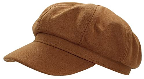 dy_mode Ballonmütze Damen Schirmmütze Kappe mit Schirm Barett - BM101 (BM210-Braunkupfer)