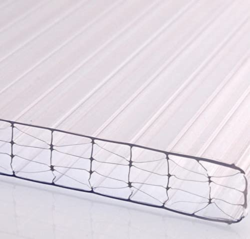 Polycarbonat | Hohlkammerplatte | PC Stegplatte | 16mm Stärke | 980mm & 1200mm | klar/farblos | opal/weiß | bronze | X-Struktur | 3-Fach | 2-Fach Struktur (980 x 5000 mm, X-Struktur - farblos/klar)