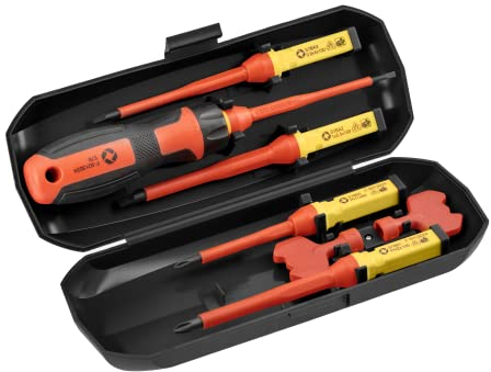 HÖGERT TECHNIK 8er-Set Isolierte Schraubendreher magnetisch rutschfester Griff Kreuzschlitzschraubendreher und Schlitzschraubendreher 1000V Hand Screwdriver Universelles