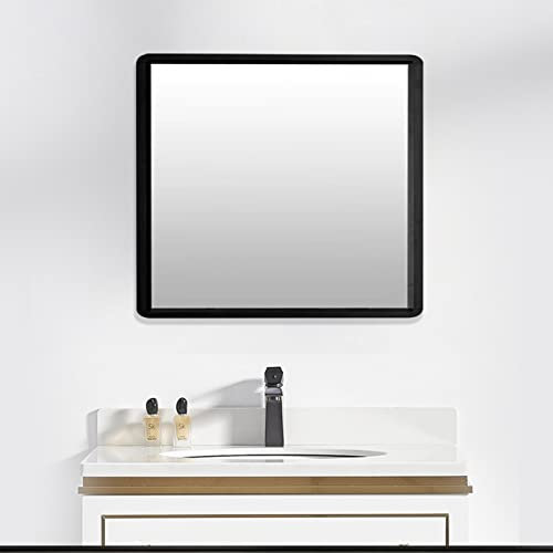 Hosoncovy 30CM Quadratischer Metallrahmen Badezimmer Wandspiegel Hängespiegel Schminkspiegel für Badezimmer Wohnzimmer Schlafzimmer Heimdekoration (Schwarz)