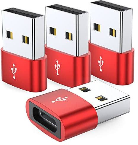 JXMOX USB C Female to USB Male Adapter 4-Pack,Type C to USB A Charger Adapter for Apple iWatch Watch Series 7 SE,iPhone 11 12 13 14 15 16 Pro Max,Samsung Galaxy S24 S23 S22,Google Pixel 6 XL,iPad Pro