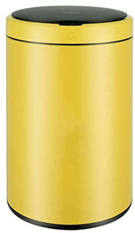 Poubelle Intelligente étanche 12L Induction Poubelle Domestique avec Couvercle Poubelle Automatique Simple pour Cuisine Salon (Jaune)