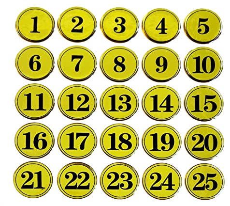 NanTun Round Table Number Storage Locker Cabinet Numbers Pubs Restaurants Clubs Tags- Golden 1-25