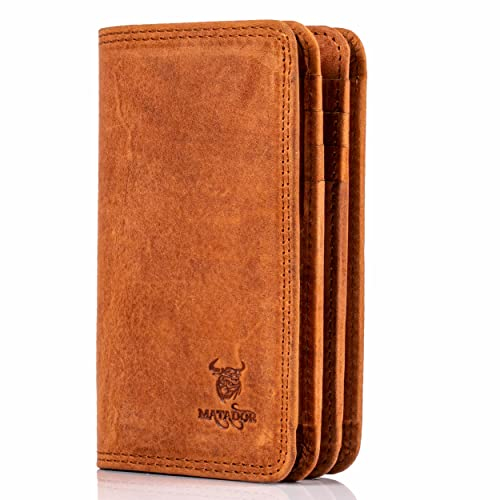 MATADOR Kreditkartenetui Herren Echt Leder TüV geprüfter RFID Schutz Kreditkarten Etui Damen Ausweis hülle KFZ Schein Mappe Hell Braun Hell Braun