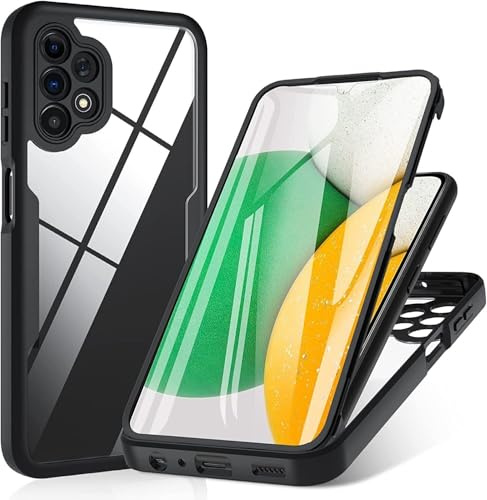 betterfon 360 Grad Hülle Kompatibel mit Samsung Galaxy A13 4G | Handyhülle mit eingebautem Displayschutz für Galaxy A13 4G | Schwarz