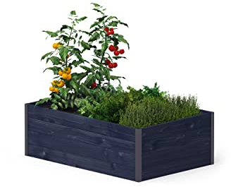 Upyard GardenBox - Fioriera rialzata moderna in legno, ergonomica, per terrazza e giardino, per verdure ed erbe, 120 x 80 x 40 cm, colore nero