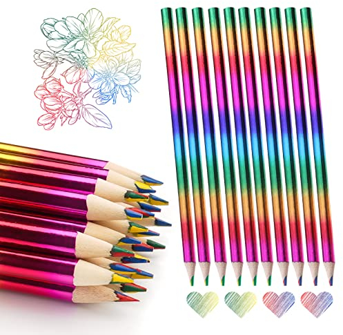 Ailvor Regenbogenstift, 30 Stück Regenbogenstifte Kinder, 4 in 1 Regenbogenfarben Stift, Buntstift Mehrfarbig, Zeichnung Bleistift Set für Kunst Zeichnung, Skizzieren und Färbung