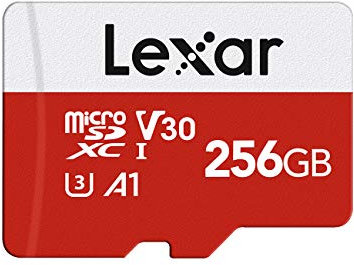 Lexar Carte Micro SD 256Go, Microsdxc UHS-I Carte Mémoire Flash avec Adaptateur - jusqu'à 100Mo/s, A1, U3, C10, V30, Full HD et 4K UHD, Carte TF Haute Vitesse