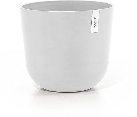 Ecopots Blumentopf Oslo Weiß - mit Wasserversorgung - Durchmesser Ø 35 cm rund groß - Pflanzentopf aus Recycling Kunststoff - Übertopf modern für Indoor und Outdoor