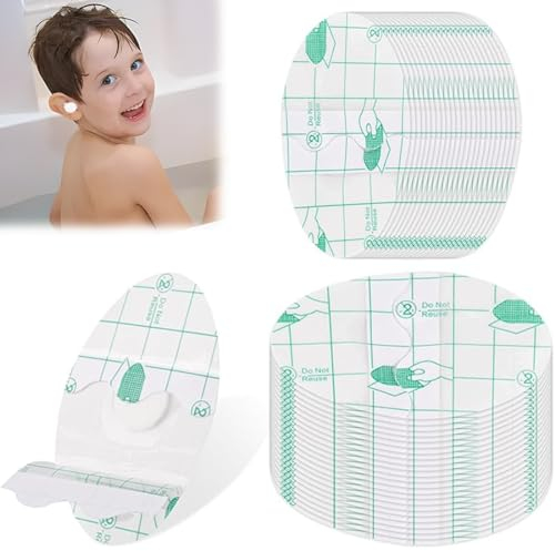 XOUDKE 60 Stück Ultradünne Transparente Ohrabdeckungen zum Duschen Verschleißschutz-Schuhaufkleber Fersenblasenschutz Einweg-Gehörschutz, Wasserdicht zum Schwimmen, Baden und Anderen, für Kinder