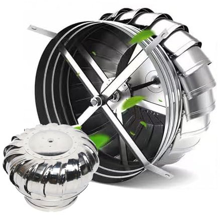 FENGZEQUAN Non Power Roof Ventilator Outside Dryer Vent Covers,Chimney Cap Rotation Air Vent Outlet, For Chimney/Shed Roof Industrial Rotating Roofing Ventilator, Wind Driven (Size : 100mm/3.94in)