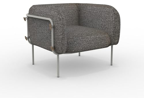 Mondo Viro Sessel aus gepolstertem Stoff, für den Außenbereich, Alamari, Gestell aus Metall, 95 x 87 cm, 74 Stunden (Fango – Grauer Schlamm)