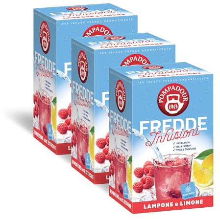 Pompadour, Fredde Infusioni Lampone & Limone, 54 Filtri (3 Confezioni da 18 Filtri), Dolce e Dissetante, Ideale nelle Giornate Estive, Senza Lattosio, Glutine e Allergeni