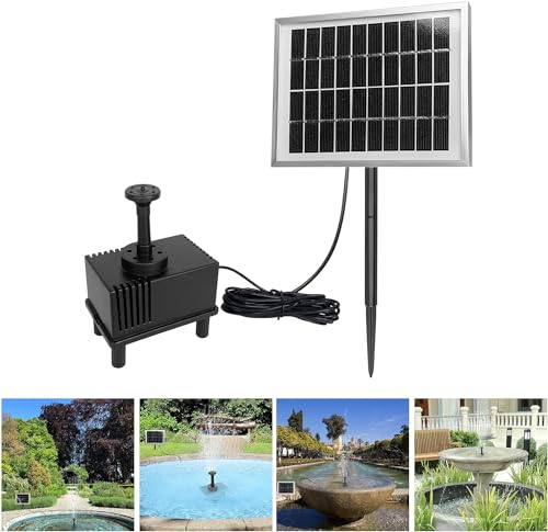 XMTECH Solar Teichpumpe Springbrunnen Solar 220 l/h Förderleistung, DIY Solarpumpe Wasserpumpe,2W 9V Solar Schwimmender Fontäne Pumpe 4 Fontänenstile für Gartenteich, Pool,Vogel-Bad, Fischteiche