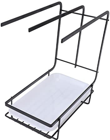 Sponge Holder with Drain Pan Portable Dishcloth Drying Rack Multifunction Quick Drying Hollow Bottom Stand for Home Kitchen(Black)