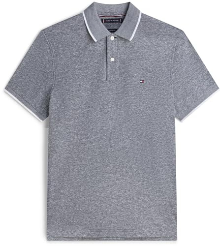 Tommy Hilfiger Herren Linen Pique REG Polo MW0MW33140 S/S Poloshirt, Blue (Desert Sky), XL