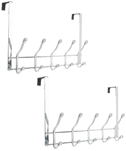 simplywire – Pack of 2 - Over Door Coat Rack - 10 Hooks – Chrome