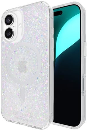 Kate Spade New York iPhone 16 Case - Compatible with MagSafe - Designer Phone Case - Chunky Glitter Iridescent