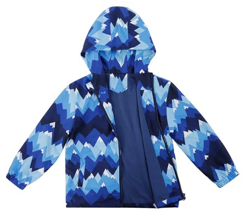 LACOFIA Giacca Impermeabile Bambino con Fodera in Pile Giubbino a Vento per Bambini e Ragazzi con Cappuccio e Foderato Giacca Antipioggia per Autunno/Inverno Blu 7-8 anni