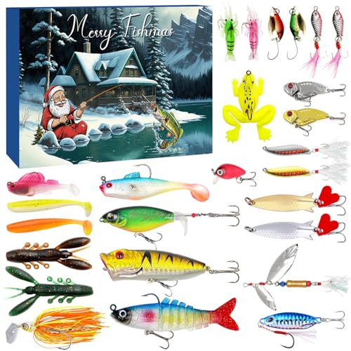 Angeln Adventskalender 2025, Weihnachtskalender Männer Jungen Teenager, Advents Geschenk Kalender, Adventskalender für Fischer