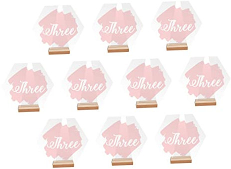 Garneck 10 STK Sechseckiger Tisch Party Dekorative Tischnummern Tischnummernständer Hochzeitsplatzschild Tischnummernkarten Sechseckige Tischnummern Hochzeitszeichen Esstisch Acryl