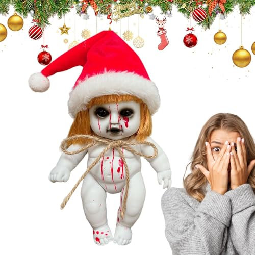 Opvonxeh Scary Baby Doll, Halloween Zombie Doll, Gothic Haunted Doll, Creepy Baby Prop, Haunted House Decorations, Scary Ghost Doll, Horror Themed Doll, Zombie Baby Ornament, Scary Halloween Decor