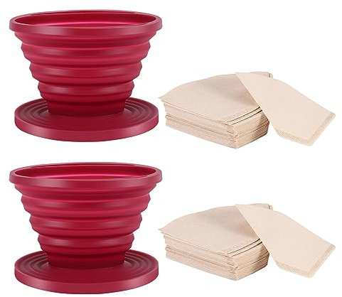 Kznifmk 2 Stück Handgebrühter Kaffeefilter Kaffeetropfer Silikon Kaffeetrichter - Faltbarer Wiederverwendbar Papierloses Sieb für Papier-Kaffeefilter, Zuhause, Büro