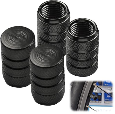 4-Stück Ventilkappen Auto,Autoventil Kappe,Autoreifen Alu Ventilkappen Kfz-ventildeckel,Universelle Ventilkappen Autoreifen Zubehör,Ventilabdeckung Reifenventil-Kappen PKW SUV Motorrad Fahrrad Schwarz