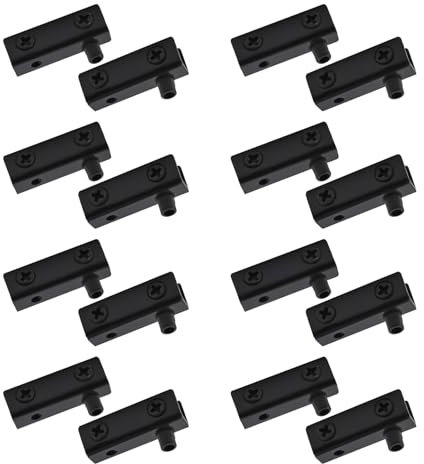 UFURMATE 16Pcs Glass Door Hinge Black Frameless Glass Door Pivot Hinges Clamp Adjustable Cabinet Pivot Hinge Clip Replacement Kit, Fit for 4-6mm Free-Swinging Glass Door