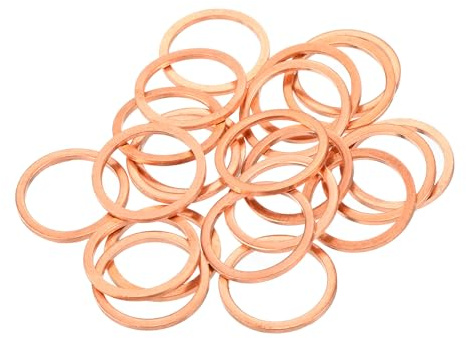 QUARKZMAN 22pcs Arandelas de Cobre, 22x18x1.5mm (OD*ID*Grosor) Arandela para Carter Aceite Puerta Bisagra Plana Redonda Metálica Accesorio Hidráulico Conexión Combustible Perno Reparación