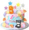 Cat Cake Topper Clay Figurines Star Yellow Pink Purple Ball Cake Decorations for Cat Theme Birthday Party Paw Cute Cat Pet Party Baby Shower Supplies