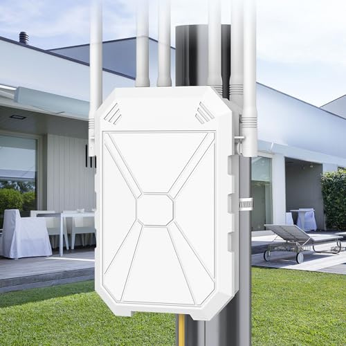 AX3000 WiFi Extender Signal Booster Outdoor WiFi 6 Extender, Wireless Gigabit Access Point Outdoor, IP67 Weatherproof, with PoE, for Starlink, Camera, Garage, Farm, Yard, RV, Campsite