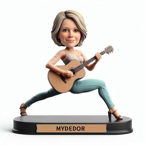 Personalisierte Rockstar-Figur mit Wackelkopf, 15,2 - 20,3 cm, handgefertigt, Musikgeschenk, Heimdekoration, Sammlerstück, Souvenir