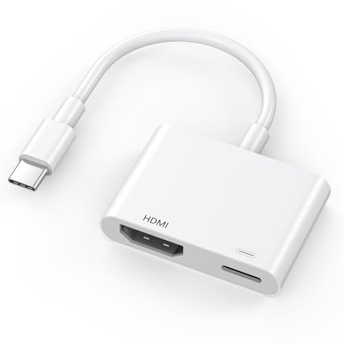 Certifié MFi - Adaptateur USB C vers HDMI pour iPhone 16/15, 4K @ 60 Hz Type-C vers HDMI avec prise de charge rapide de 100 W pour iPhone 16/16 Plus/16 Pro/16 Pro Max/15 Pro Max - Pour HDTV