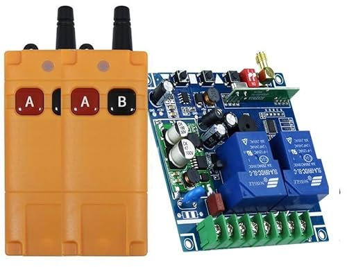 50-200m Smart Home DC 12V 24V 48V 30A Relay 2 Channel RF Radio Remote Control Receiver Transmitter 433MHz for Garage Door Operator (2RF)