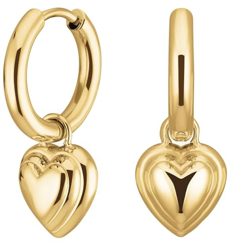 Rosefield Damen-Ohrringe Creolen Herz-Anhänger Goldfarben JEHPG-J985