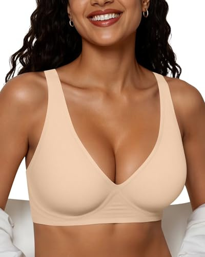 Adisputent Wireless Jelly Bra Push Up Gel Bras for Women | Deep V, Non Wired, Seamless T Shirt Bra, Soft Support, Comfort, Plunge, Full Coverage, Everyday Bralettes