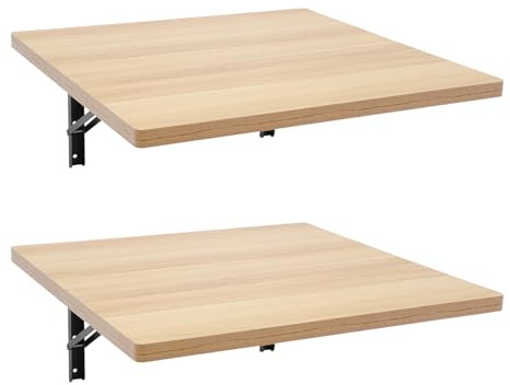 2 Artikel Holzfarbe Wandmontierte Werkbank, Klappbare Werkbank Tisch für Werkstatt, Garage, Büro, Zuhause 60 * 58 * 25 cm