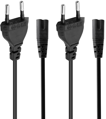 Eurostecker Stromkabel 2 Polig Netzkabel für JBL Partybox 110 310 710, TV, Blu-Ray, Radio, Figur 8 Kleingerätekabel, 1,5 m Schwarz,2 Artikel