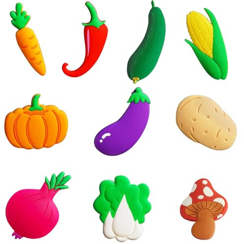 Cossaot 10 Piezas Verdura Imanes Nevera Ninios, Letras Magneticas Niños | Fácil Fijación Magnética, Decoración Divertida, Fácil de Mover y Combinar, Ideal para Niños y Familias