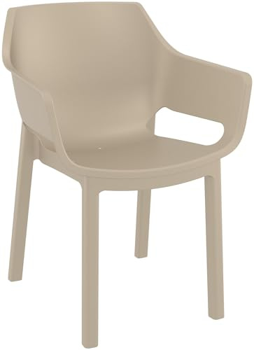 CLP Gartenstuhl stapelbar Dora, wetterfest und platzsparend, Sitz aus Kunststoff, belastbar bis 120 kg, Terrassenstuhl für Garten, Farbe:Taupe