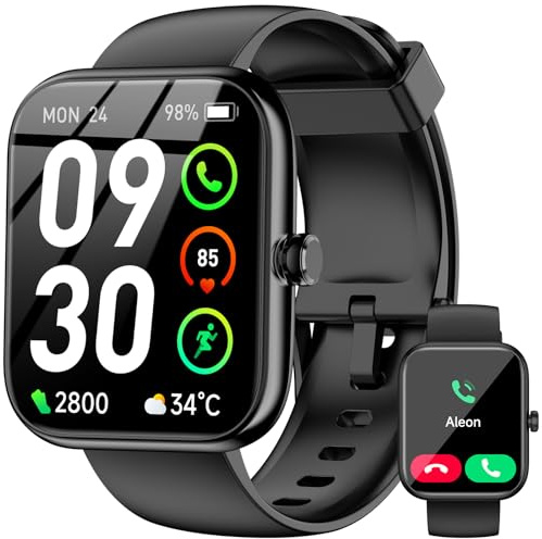 Reloj inteligente con Alexa integrado, pantalla táctil HD de 4,65 cm, notificaciones Bluetooth, IP68 impermeable, más de 120 modos deportivos, monitor de frecuencia cardíaca y sueño 24/7 para iPhone