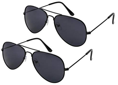 Wodison Classic Kids Sunglasses for Boys Girls Bulk Reflective Metal Frame Children Eyeglass 2 Pack(Black)