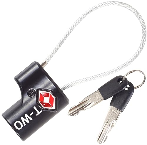 OW-Travel Lucchetto TSA Cavo con Chiave per Valigie, Bagagli da Viaggio. Lucchetto Filo Acciaio Piccolo con Chiave per Armadietto Palestra. Lucchetti TSA USA Nero 1 Pezzo