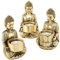 Baby Buddha Teelichthalter, 3er-Set, Gold, handgeriebenes, vergoldetes Finish, schwarze Patina, gegossenes Polyharz, 14 cm hoch